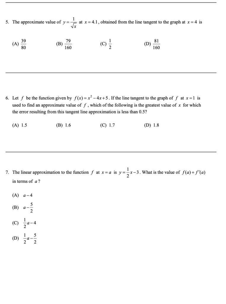 Tangent Line Approximation and Differentials